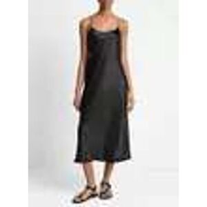 Vince Black Satin Slip Dress Midi Adjustable Straps Womens M EUC Basic Sexy LBD